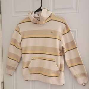 Quiksilver Cream, Tan & Yellow Striped Kids Hoodie